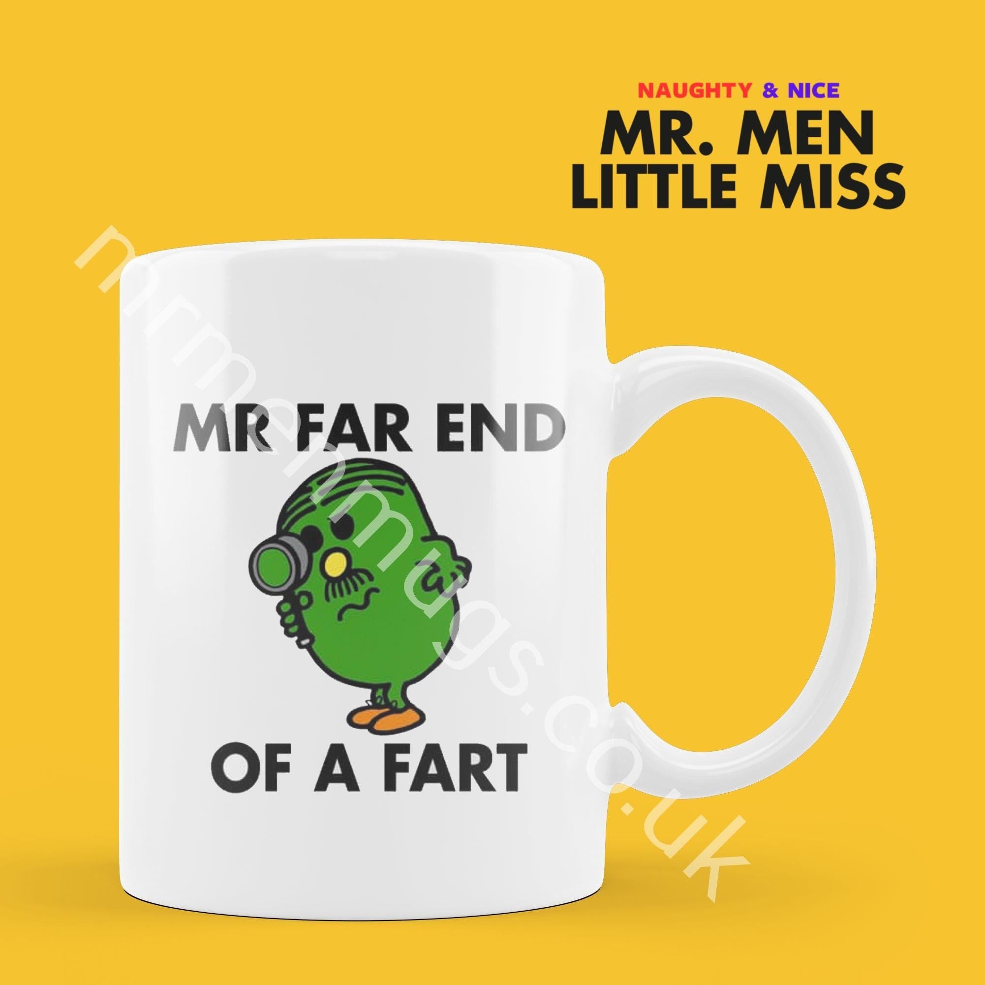 Mr. Far End Ceramic Mug, Funny Mr. Men Gift, Personalised Coffee Cup