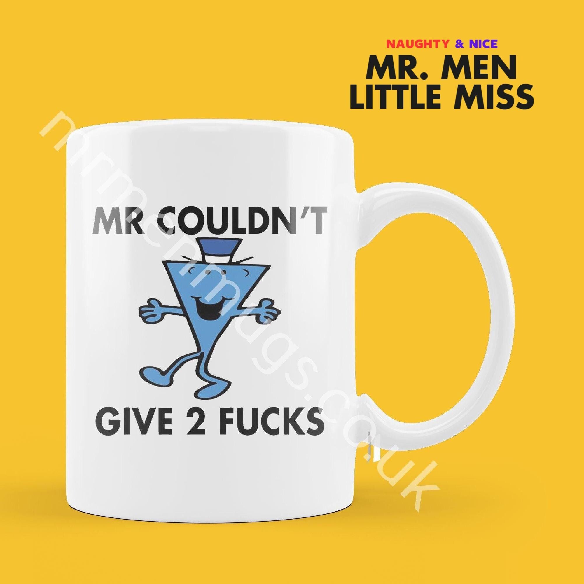 Official Mr COULDN'T GIVE 2 Fucks Personalised Coffee or Tea Cup, Funny Mr. Men Gift for Any Occasion Add your Name for Free