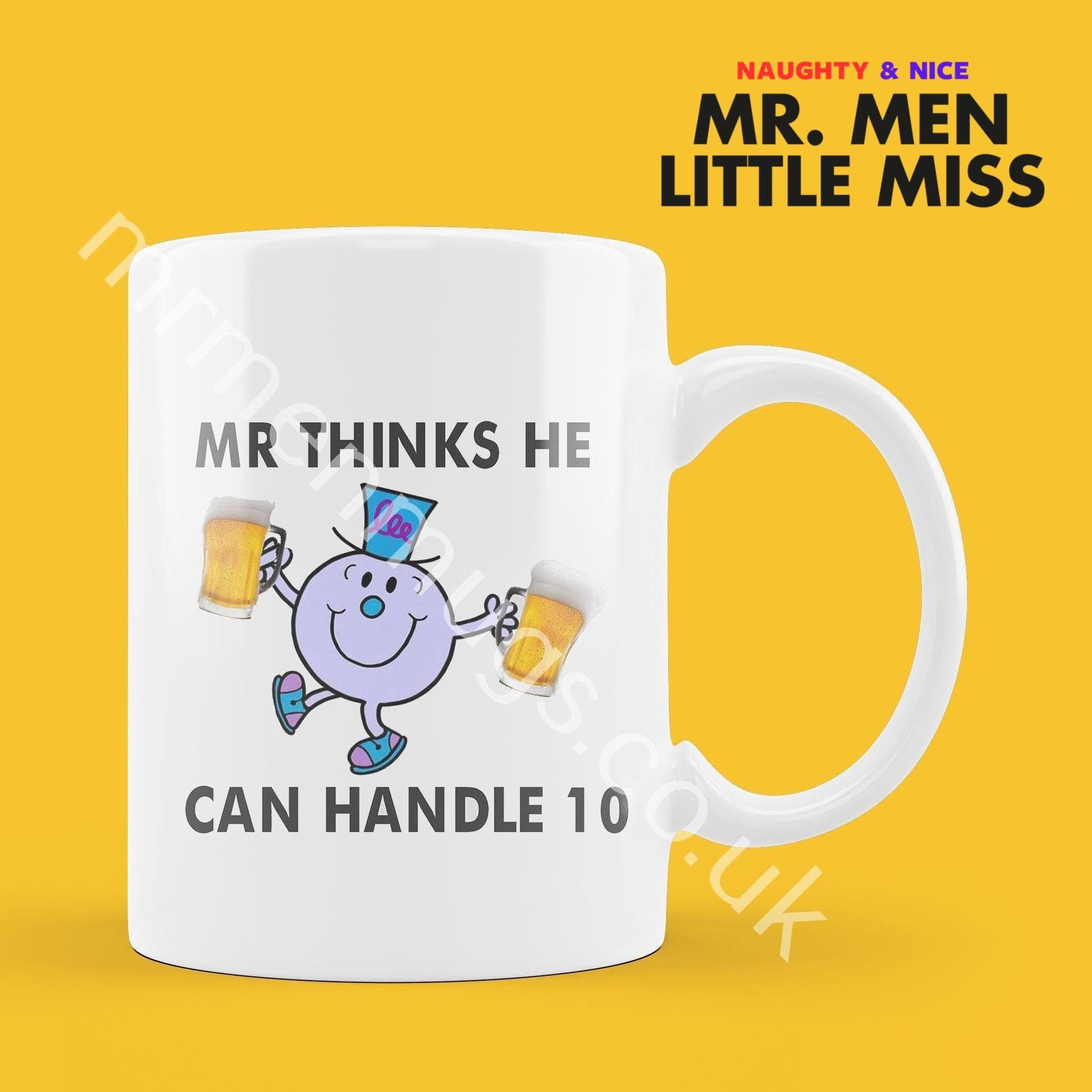 Official Mr THINKS HE CAN Handle 10 Personalised Coffee or Tea Cup, Funny Mr. Men Gift for Any Occasion Add your Name for Free