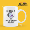 Personalized Mr. Men Coffee Mug, Mr. Drill It Dentist Cup