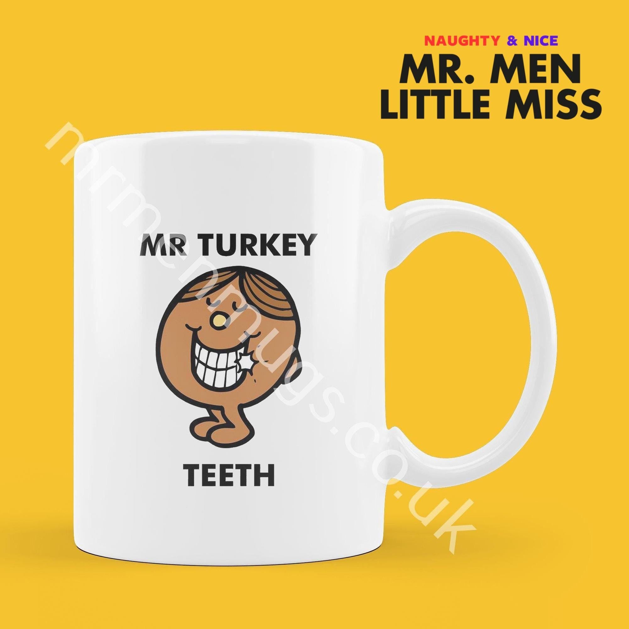 Personalized Mr. Turkey Teeth Mug, Funny Mr. Men Gift