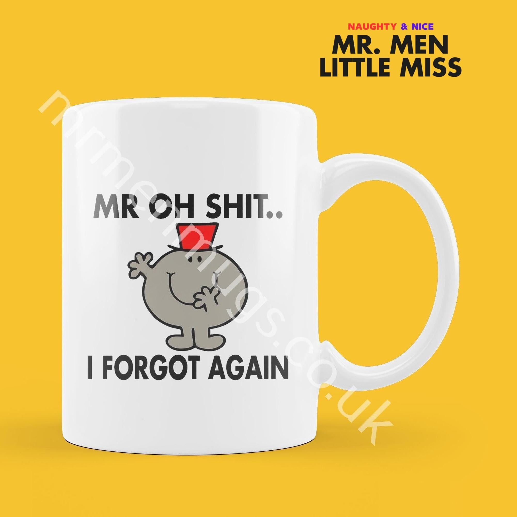 Official Mr I FORGOT AGAIN Personalised Coffee or Tea Cup, Funny Mr. Men Gift for Any Occasion Add your Name for Free