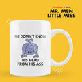 Official Mr Doesn't Know His Head From His Ass Coffee Mug Tea Cup, Personalised Present, Funny Mr Men Gift