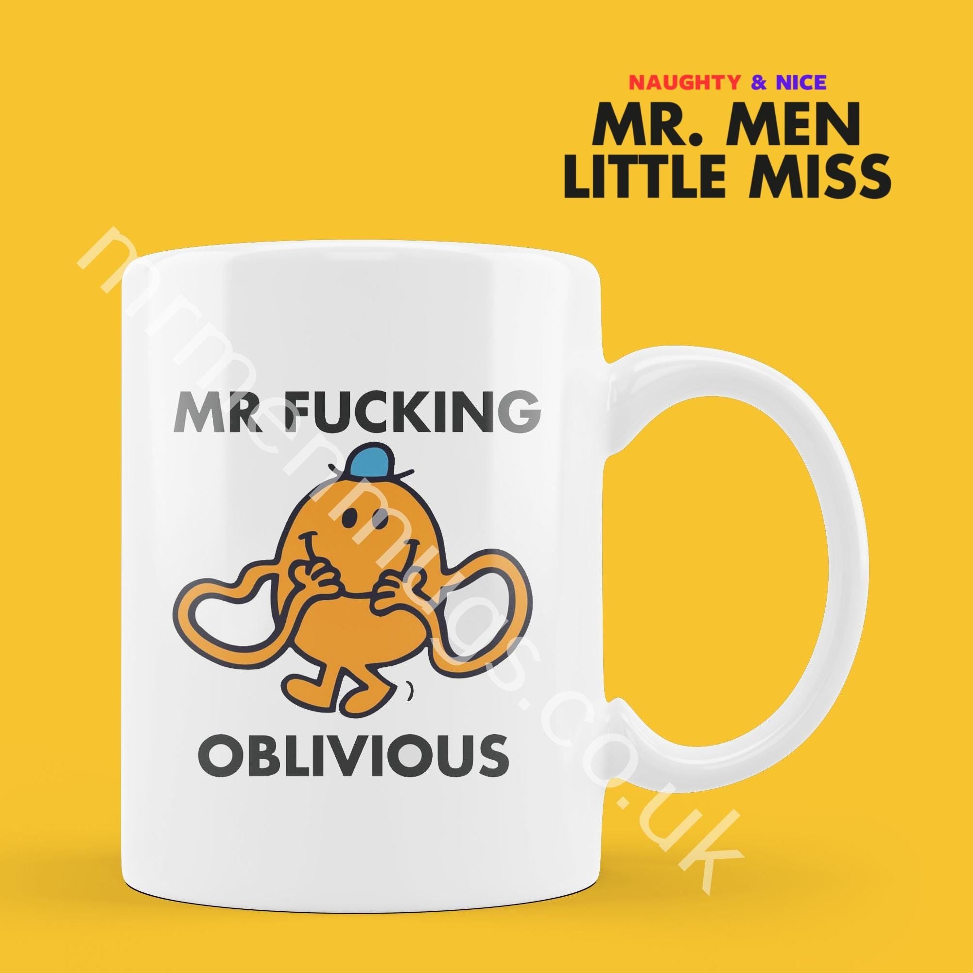 Official Mr Forking Oblivious Coffee Mug Tea Cup, Personalised Present, Funny Mr Men Gift