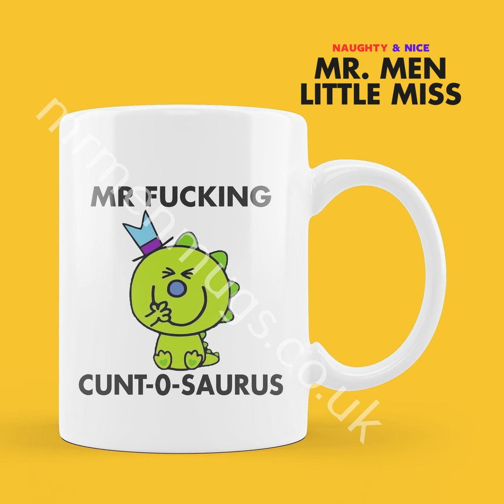 Personalized Mr. Men Mug, Funny Cnut-O-Saurus Coffee Cup