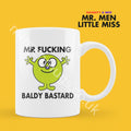 Official Mr F*CKING BALDY BASTARD Personalised Coffee or Tea Cup, Funny Mr. Men Gift for Any Occasion Add your Name for Free