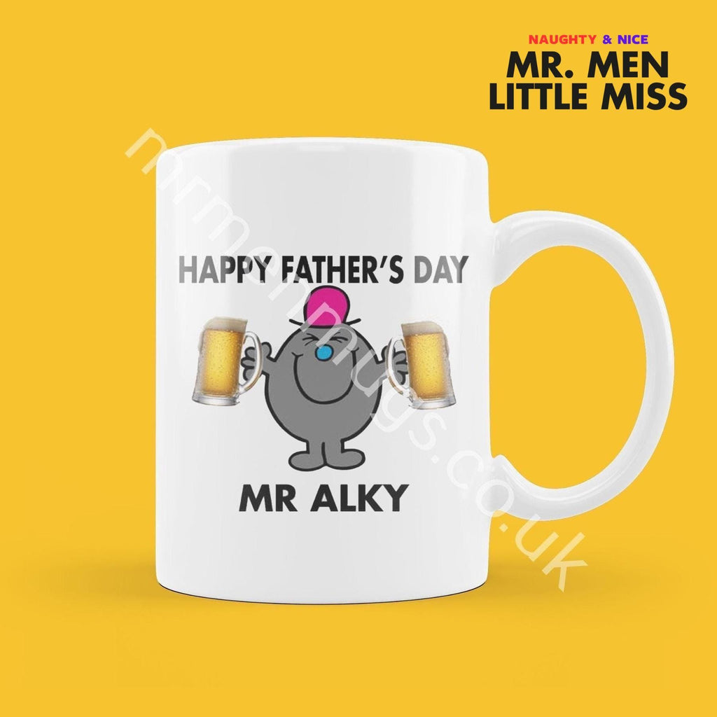 Official Happy Father's Day Mr ALKY Personalised Coffee or Tea Cup, Funny Mr. Men Gift for Any Occasion Add your Name for Free