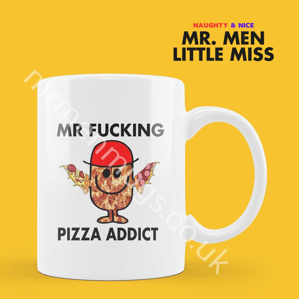 Personalized Mr. Men Pizza Addict Mug, Funny Coffee Cup