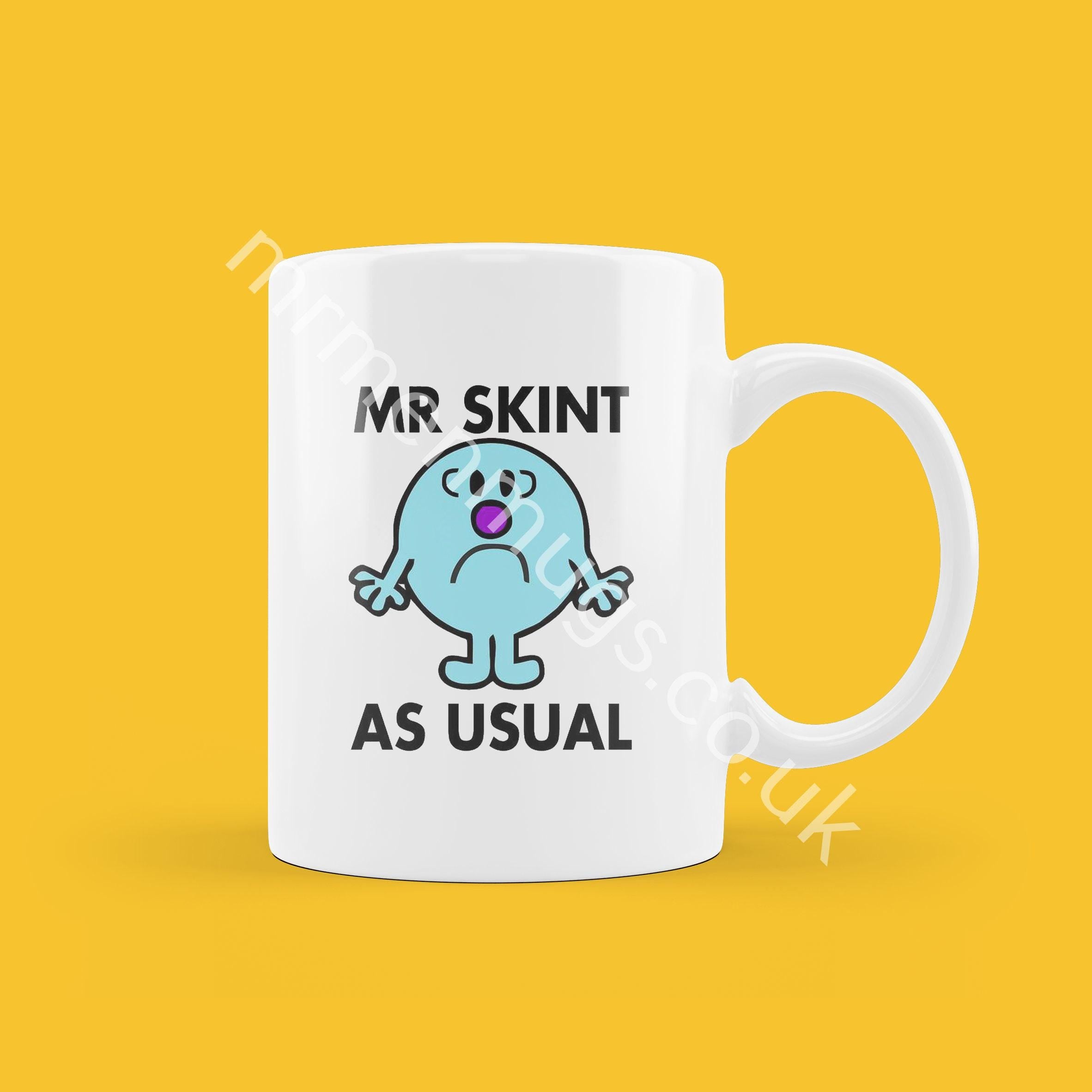 Official Mr Skint as Usual Coffee Mug Tea Cup, Personalised Present, Funny Mr Men Gift
