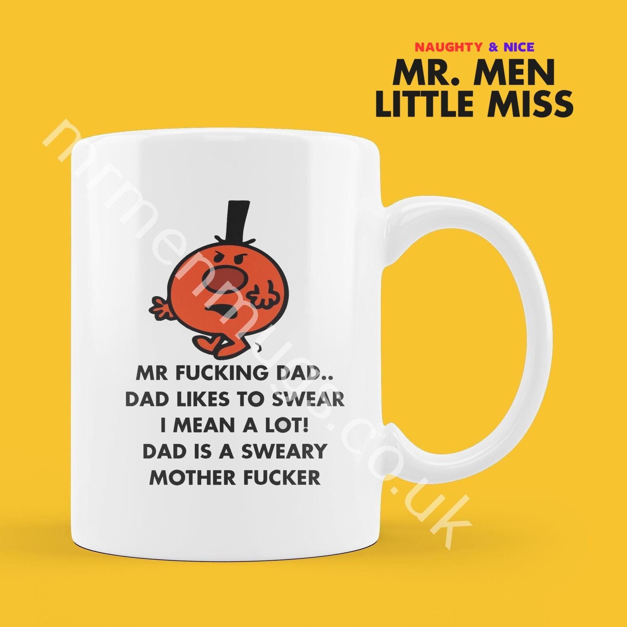 Funny Mr. Men Mug, Swearing Dad Gift, Personalised Coffee Cup