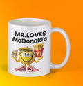 Official MR LOVES MCDONALD'S Mug Personalised Coffee or Tea Cup, Funny Mr. Men Gift for Any Occasion Add your Name for Free