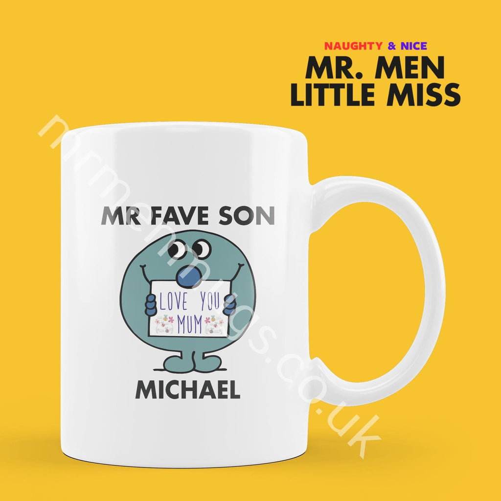 Personalized Mr. Men Coffee Mug, Mr. Fave Son Gift