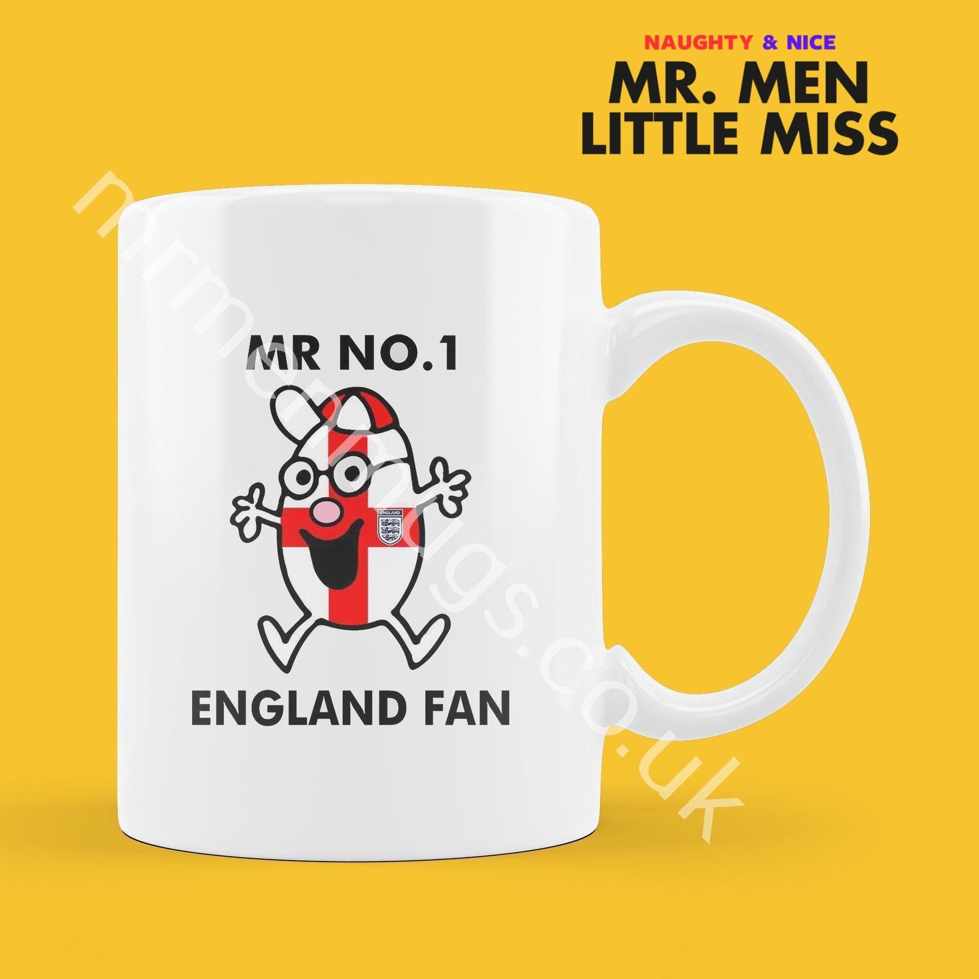 Official Mr NO.1 ENGLAND FAN Personalised Coffee or Tea Cup, Funny Mr. Men Gift for Any Occasion Add your Name for Free