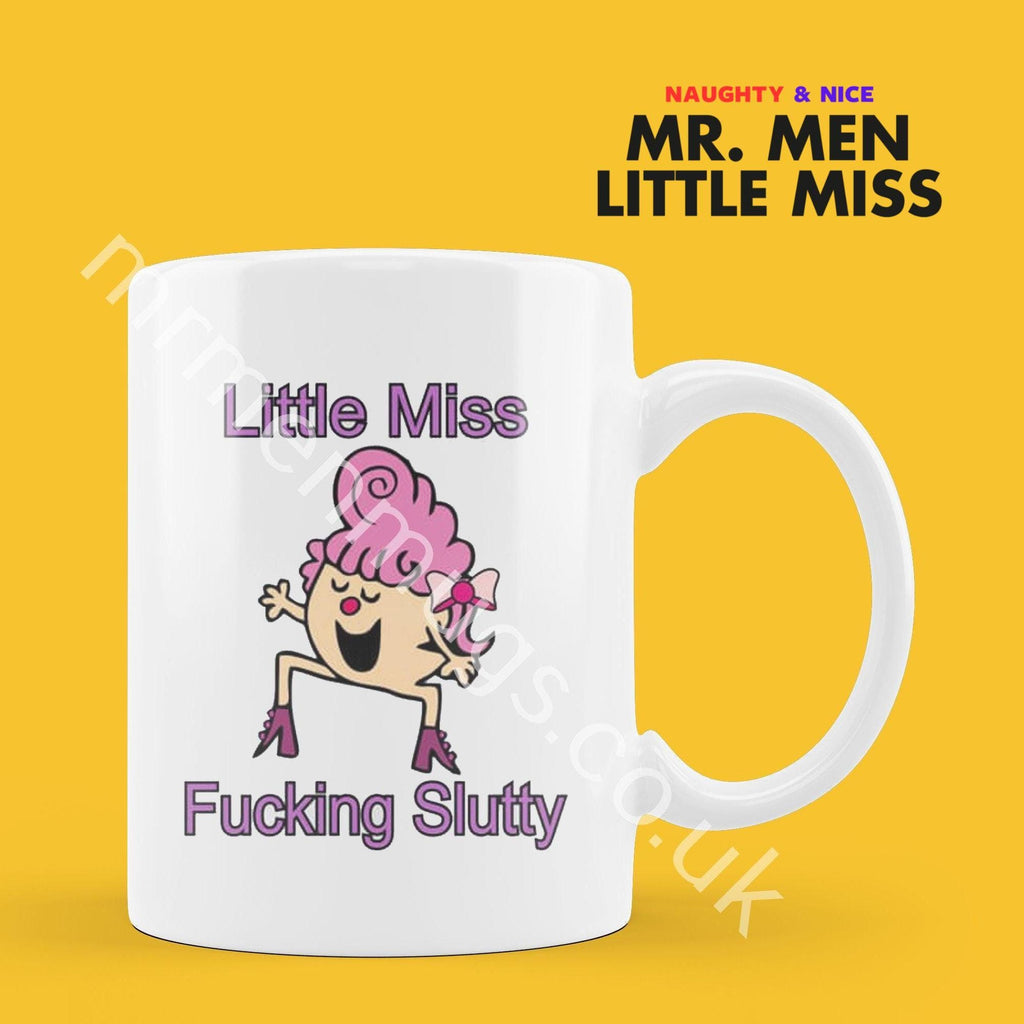 Official Little Miss FOCKING SLUTTY Personalised Coffee or Tea Cup, Funny Mr. Men Gift for Any Occasion Add your Name for Free