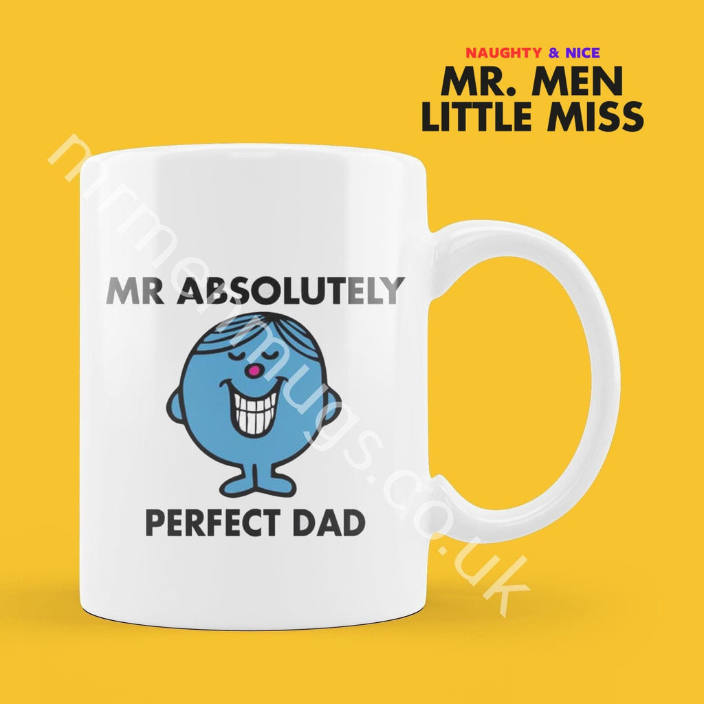 Official Mr ABSOLUTELY PERFECT DAD Personalised Coffee or Tea Cup, Funny Mr. Men Gift for Any Occasion Add your Name for Free