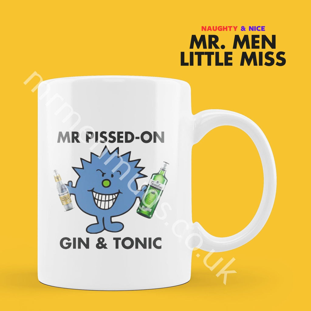 Official Mr Pissed On Gin and Tonic Coffee Mug Tea Cup, Personalised Present, Funny Mr Men Gift