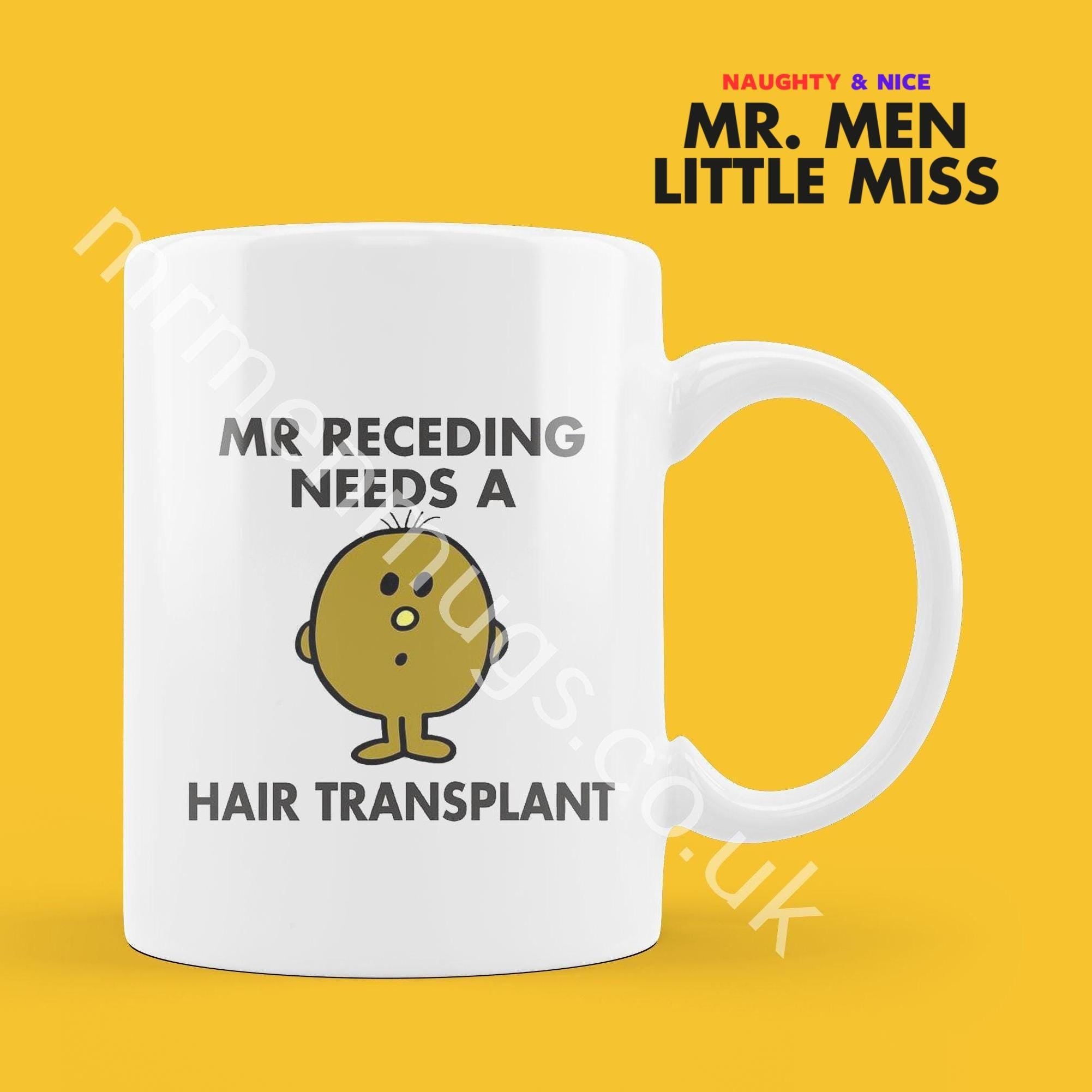 Mr. Men Mug, Needs Hair Transplant, Personalised Funny Gift