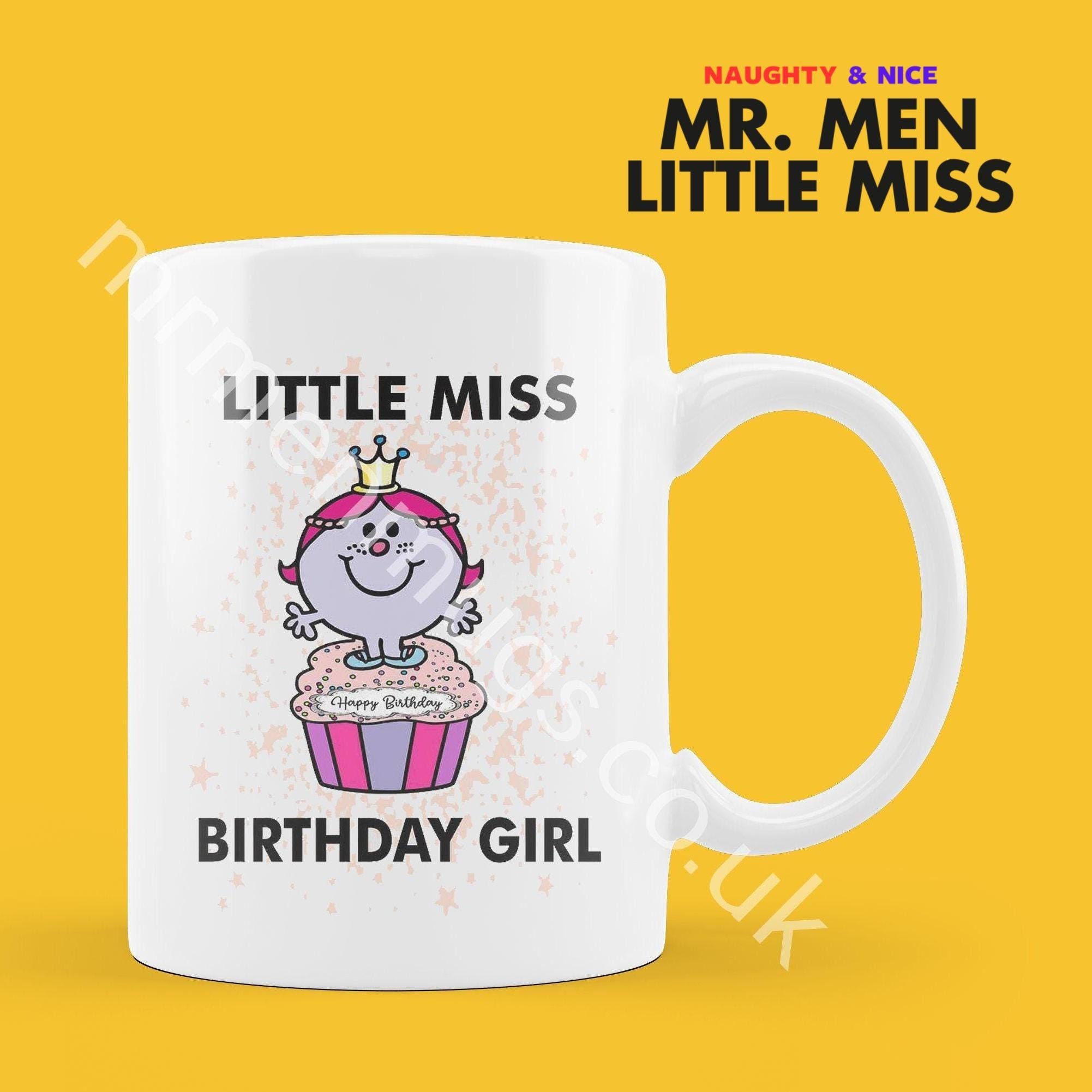 Personalized Little Miss Birthday Girl Mug, Mr. Men Gift