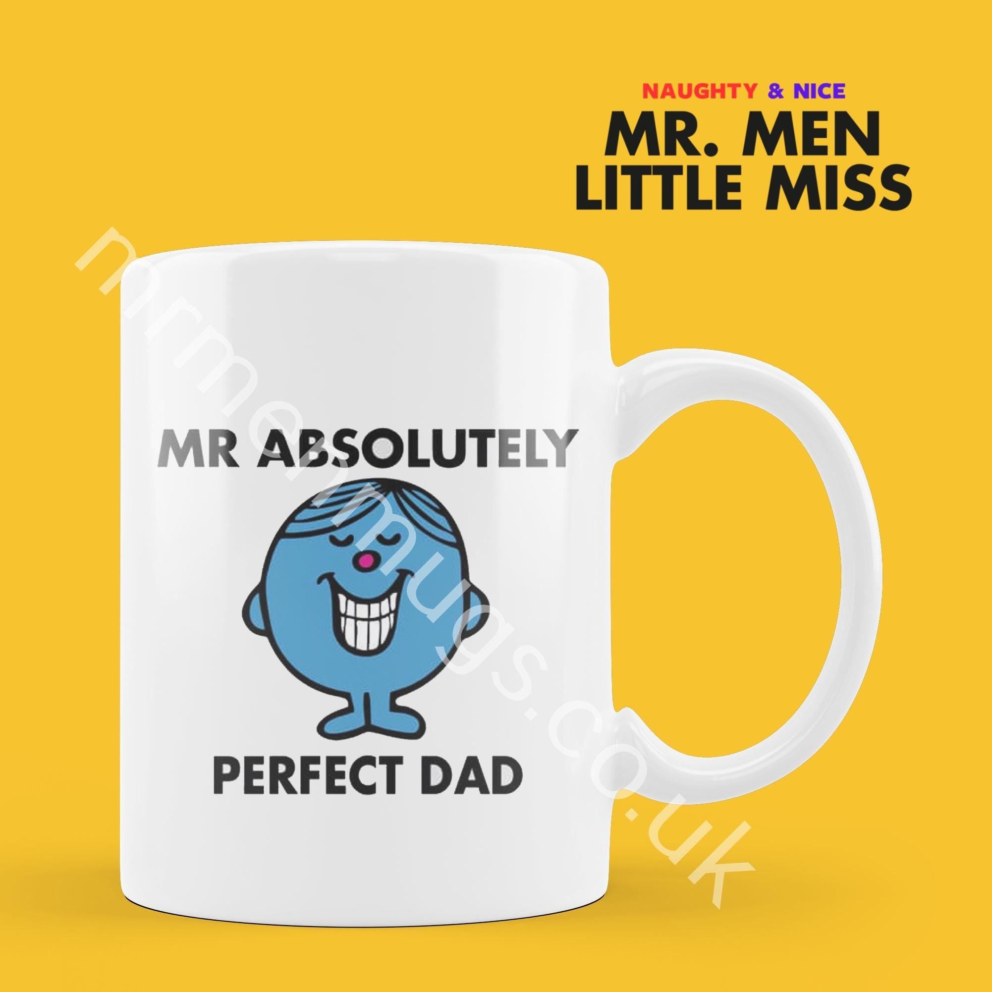 Official Mr Absolutely Perfect Dad Coffee Mug Tea Cup, Personalised Present, Funny Mr Men Gift