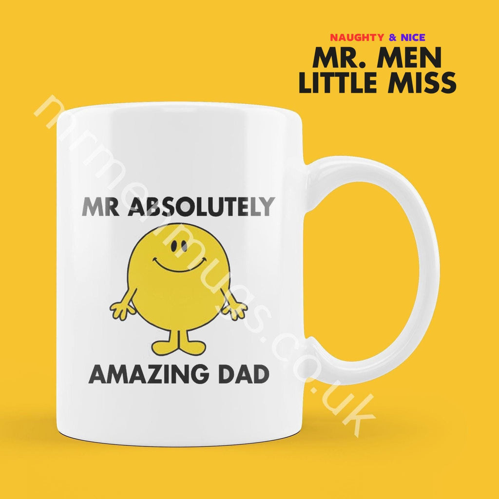 Official Mr ABSOLUTELY AMAZING DAD Personalised Coffee or Tea Cup, Funny Mr. Men Gift for Any Occasion Add your Name for Free