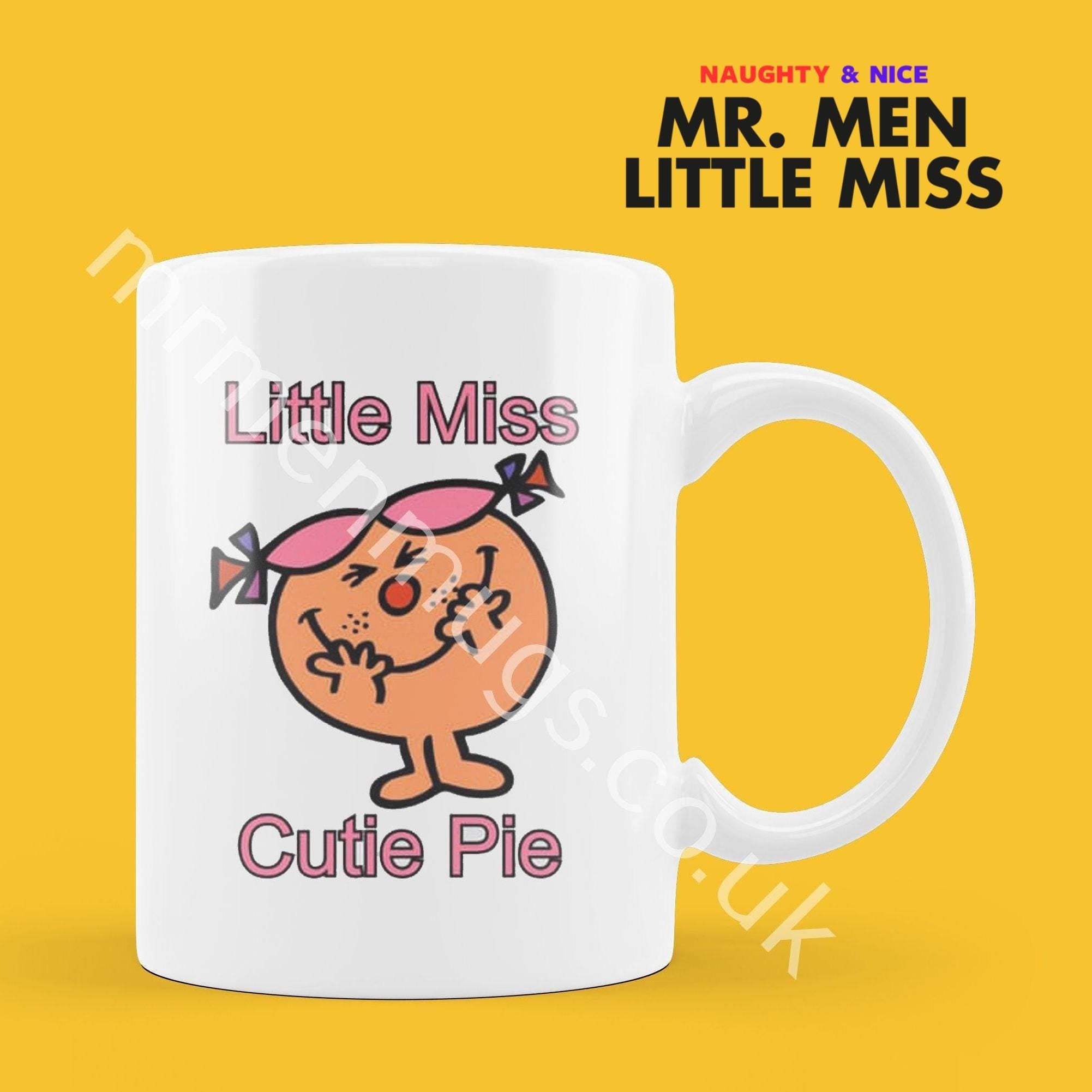 Official Little Miss CUTIE PIE Personalised Coffee or Tea Cup, Funny Mr. Men Gift for Any Occasion Add your Name for Free