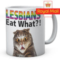 Lesbians Eat What? Ceramic Mug, Funny LGBT Pride Gift