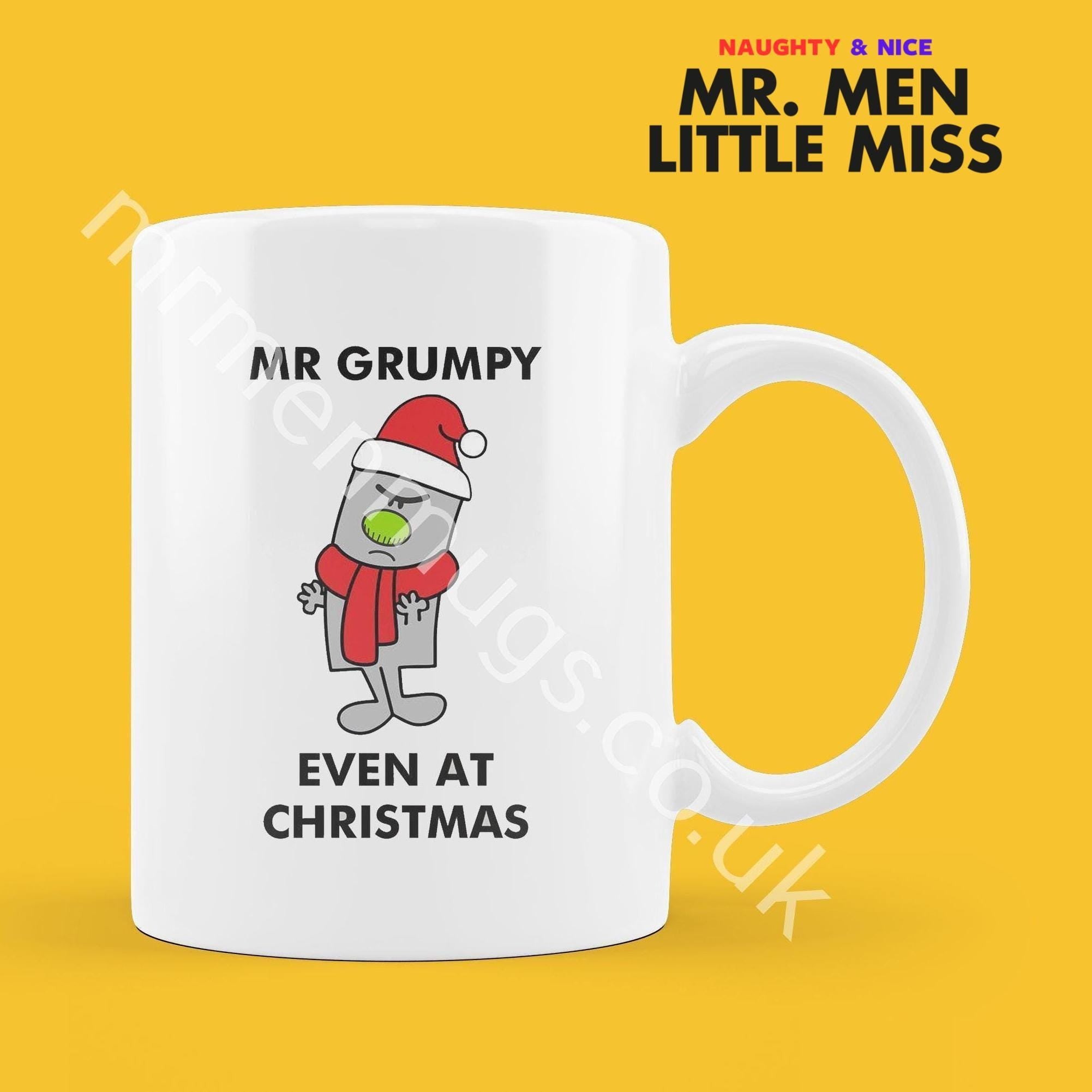 Personalized Mr. Grumpy Christmas Mug, Funny Mr. Men Gift