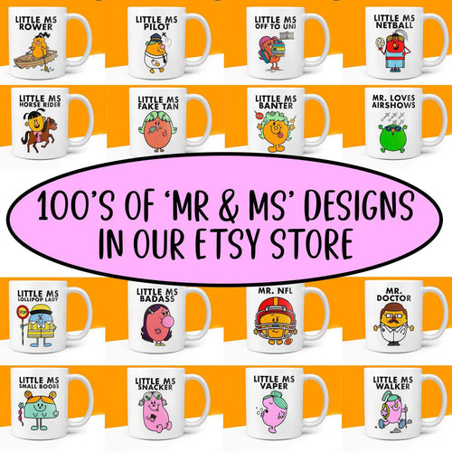 Official Little Miss FOCKING SLUTTY Personalised Coffee or Tea Cup, Funny Mr. Men Gift for Any Occasion Add your Name for Free