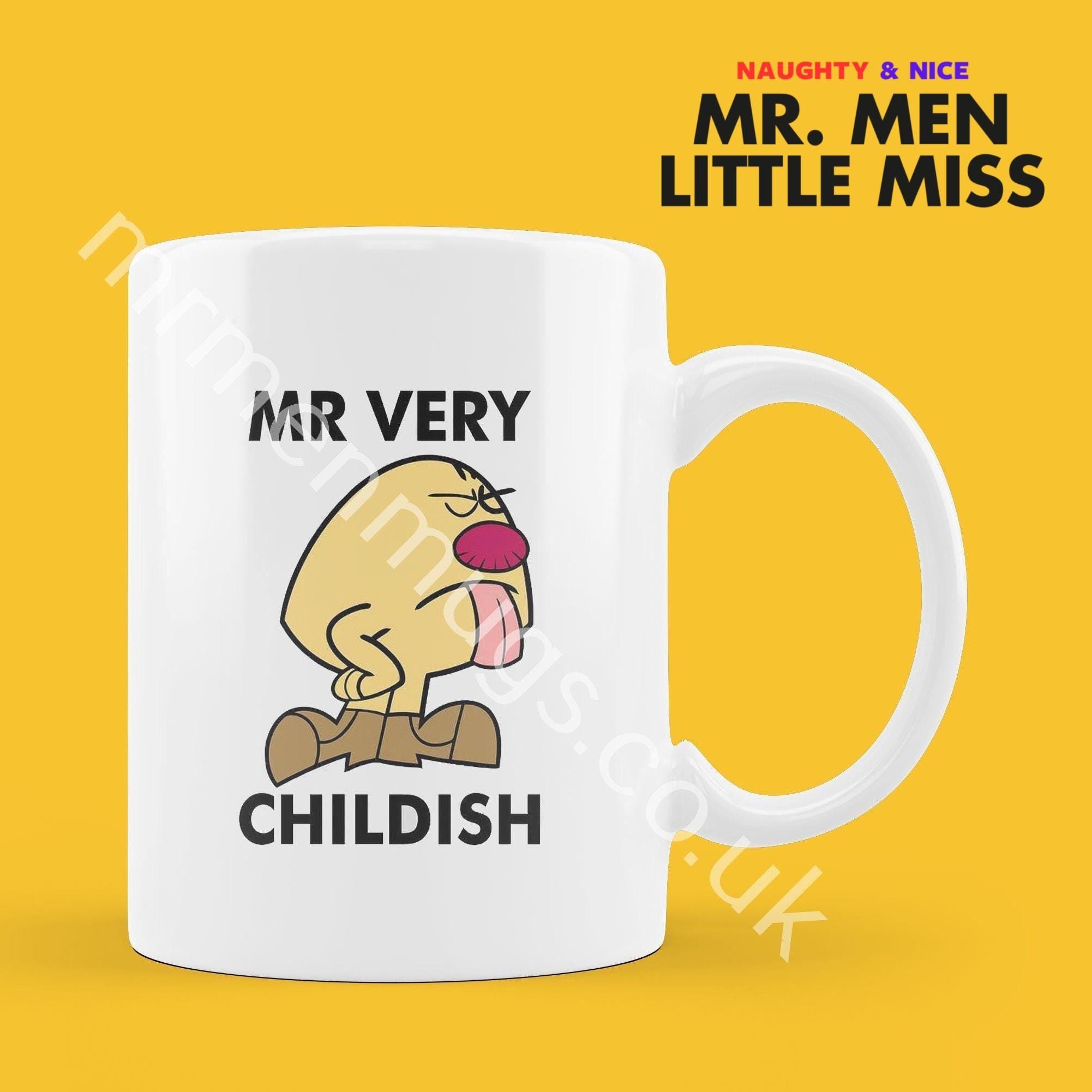 Personalized Mr. Men Mug, Mr. Very Childish Coffee Cup, Funny Gift