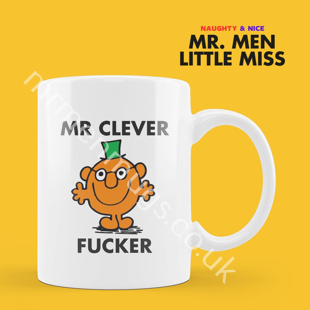 Official Mr Clever Fucker Coffee Mug Tea Cup, Personalised Present, Funny Mr Men Gift