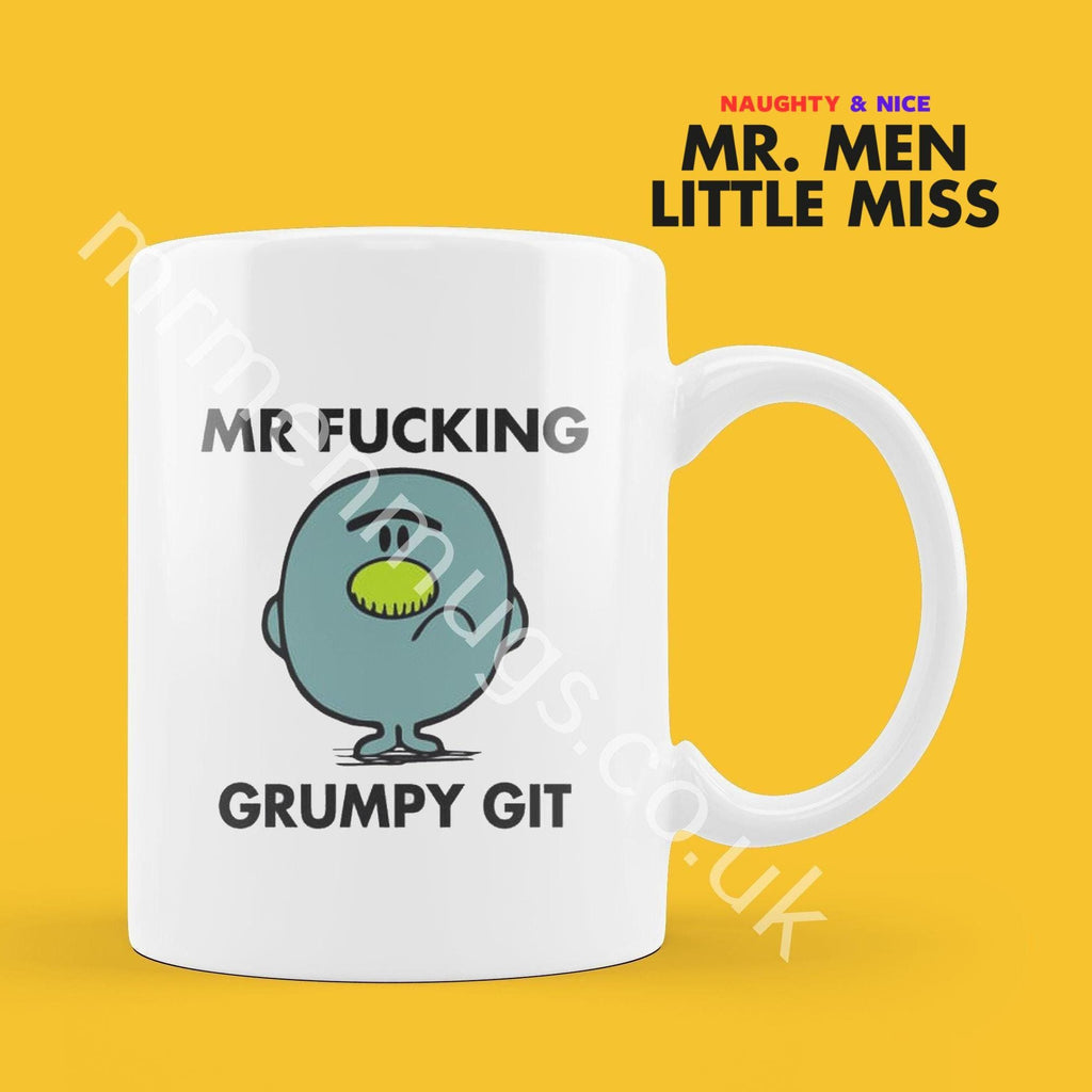 Official Mr F*CKING GRUMPY GIT Personalised Coffee or Tea Cup, Funny Mr. Men Gift for Any Occasion Add your Name for Free