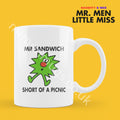 Official Mr SANDWICH SHORT OF a Panic Personalised Coffee or Tea Cup, Funny Mr. Men Gift for Any Occasion Add your Name for Free