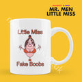 Official Little Miss FAKE BOOBS Personalised Coffee or Tea Cup, Funny Mr. Men Gift for Any Occasion Add your Name for Free
