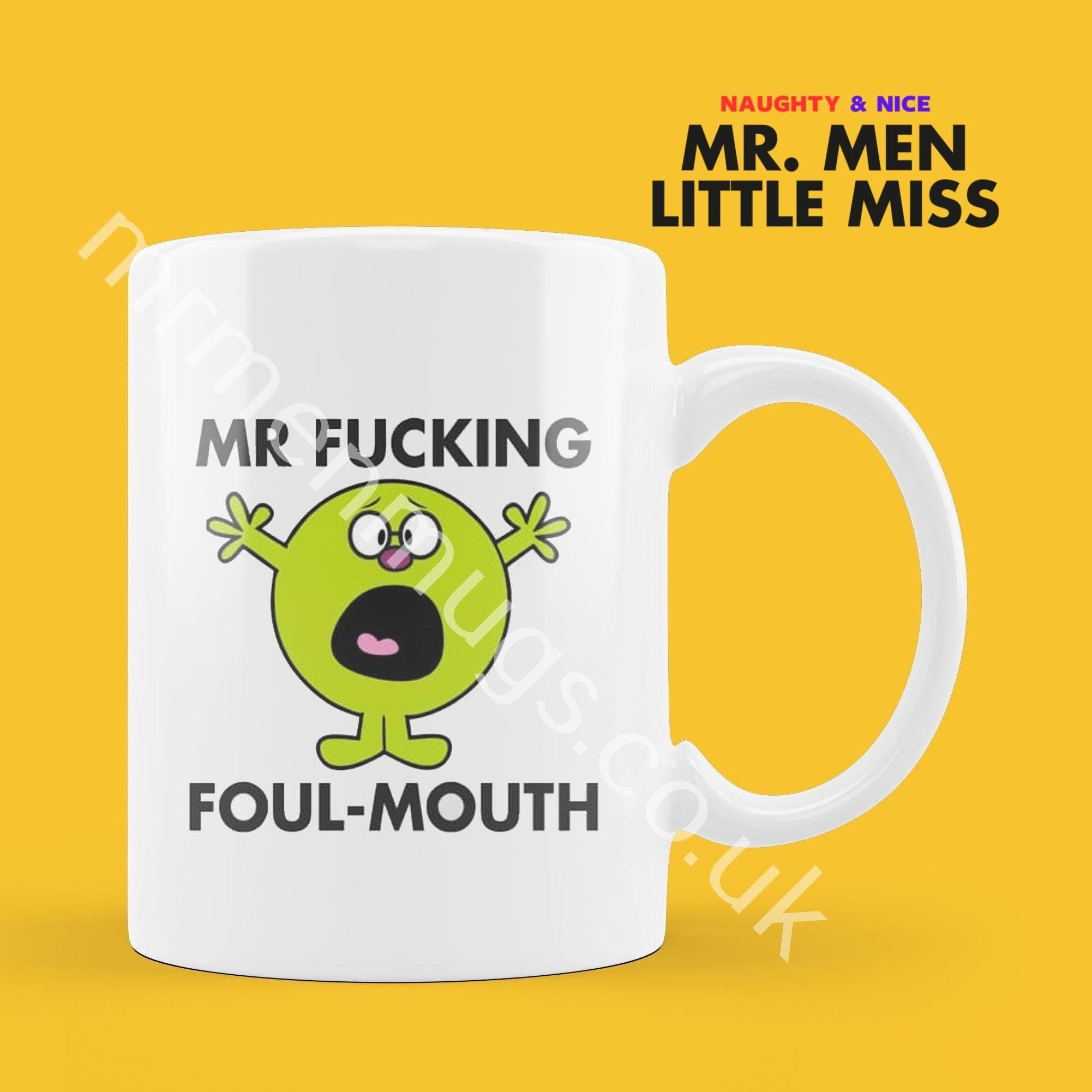 Official Mr F*CKING FOUL MOUTH Personalised Coffee or Tea Cup, Funny Mr. Men Gift for Any Occasion Add your Name for Free