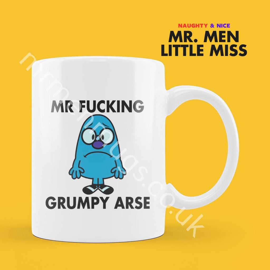 Official Mr F*CKING GRUMPY ARSE Personalised Coffee or Tea Cup, Funny Mr. Men Gift for Any Occasion Add your Name for Free